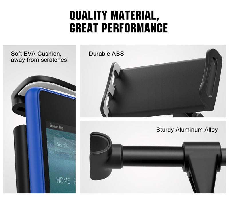 MoKo Headrest Phone/Tablet Car Mount, Adjustable Tablet Holder for 4-12.9" Devices, Fit with iPhone 17/17 Air/17 Pro/17 Pro Max, iPhone 16/Pro/Pro Max/Plus, iPhone 15/Pro/Plus,iPad Air 4/Mini 6,Black - Image 3